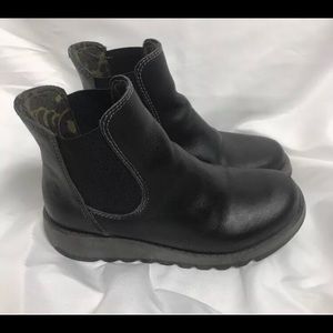 Fly London Black Sal Chelsea Platform Boots 36
